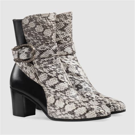 Gucci snakeskin leather ankle boots